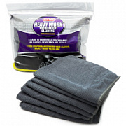 HEAVY WORK MICROFIBER CLEANING set ( КОМПЛЕКТ- 6 ШТУК)  - микрофибра серая для протирки стекол и пластика, для полировки лакокрасочного покрытия, 60 см*40 см